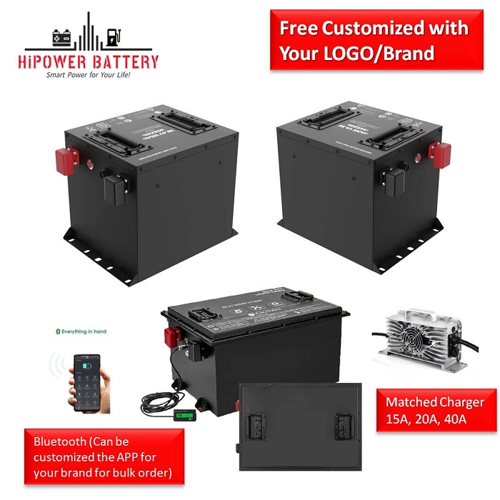 HiPOWER Golf Cart Battery 36V 160AH with Smart BSM with Bluetooth 5000 Cylces Factory Price 