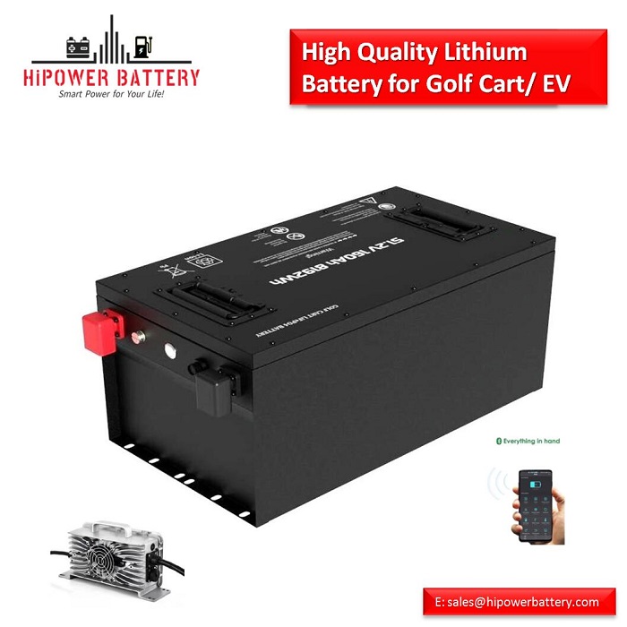 HiPOWER Golf Cart Battery 36V 200AH 7680WH with Charger Smart BSM with Bluetooth 5000 Cylces Factory Price 