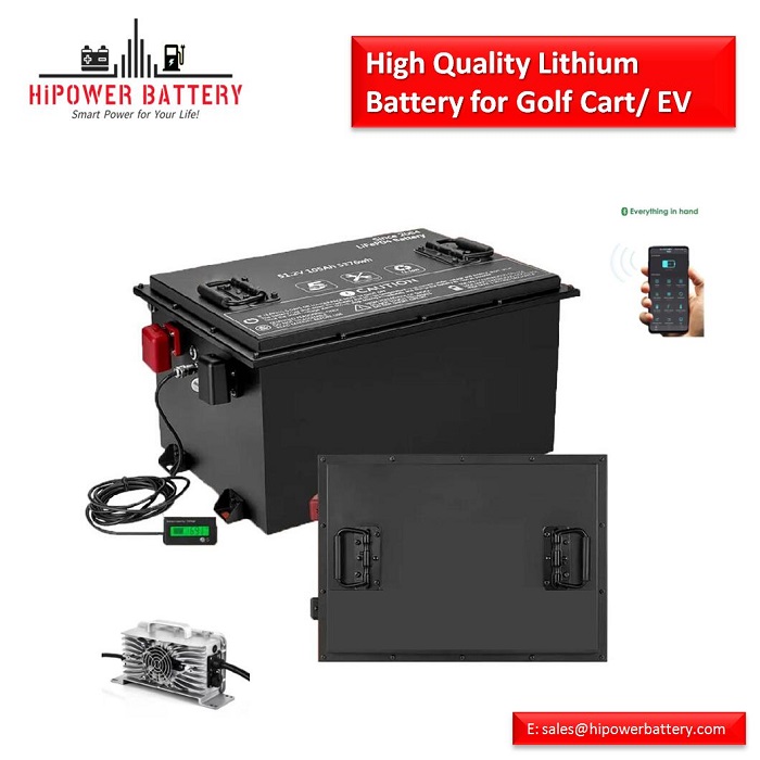 HiPOWER Golf Cart Battery 48V 105AH 5376WH with Smart BSM and Bluetooth 5000 Cylces Factory Price