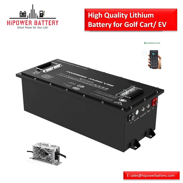 HiPOWER Golf Cart Battery 48V 200AH 10240WH with Smart BSM and Bluetooth 5000 Cylces Factory Price