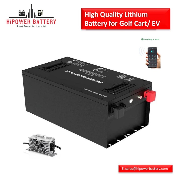 HiPOWER Golf Cart Battery 72V 73.6V 105AH 7728WH with Smart BSM and Bluetooth 5000 Cylces Factory Price