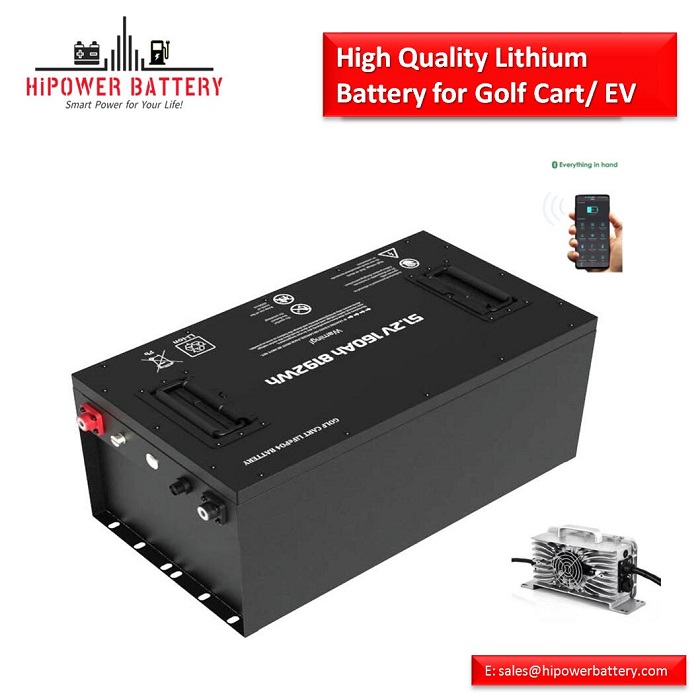 HiPOWER Golf Cart Battery 72V 76.8V 105AH 8064WH with Smart BSM and Bluetooth 5000 Cylces Factory Price